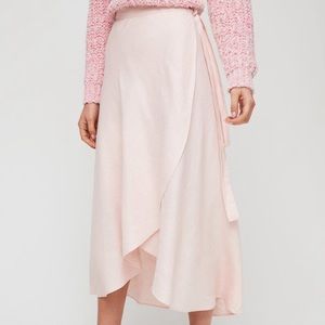 Aritzia Wilfred Eleta Skirt Linen Wrap Midi skirt